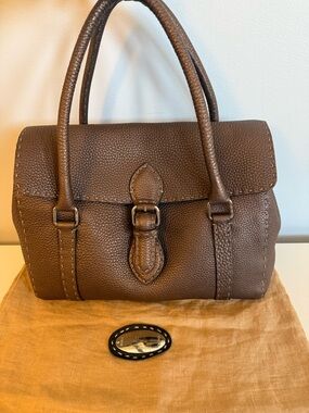 FENDI Selleria Linda Medium Handbag in Dark Chocolate Romano Calfskin Leather
